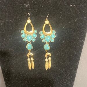 Elegant Gold and Turquoise Dangle Earrings